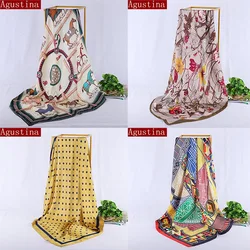 silk scarf women scarfs square 90*90 sjaal schal scarves luxury brand autumn hijab peacock satin spring hair gifts cachecol wape