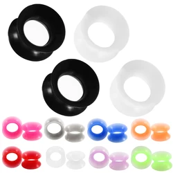 2Pcs Silicone Ear Plugs and Tunnels Flexible Double Flared Ear Dilations Earlets Piercing Gauge Expander Stretchers Sexy Women