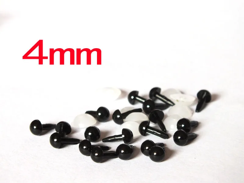 100pcs(50pairs) x 4mm Black Animal Safety Eyes Plastic Eyes