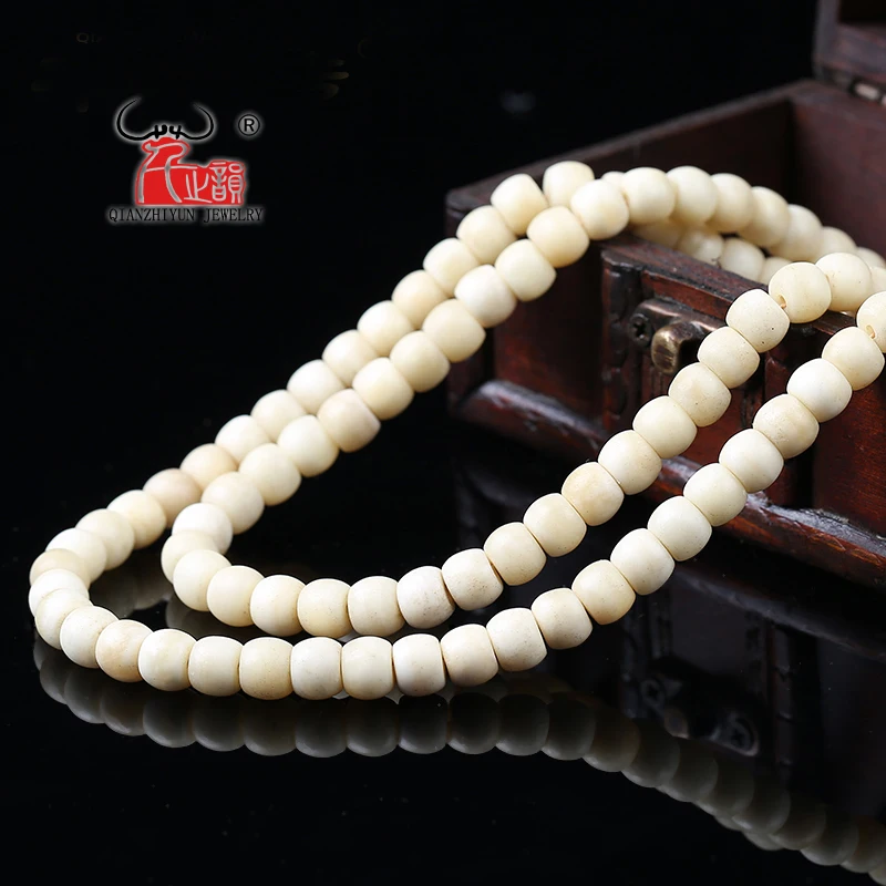 15PCS Natural yak bone unskimmed Tibetan buddhist beads bracelet. hole 1.5mm.