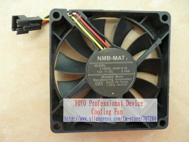 

New 3106RL-04W-S19 80*80*15MM DC12V 0.09A Projector Cooling Fan