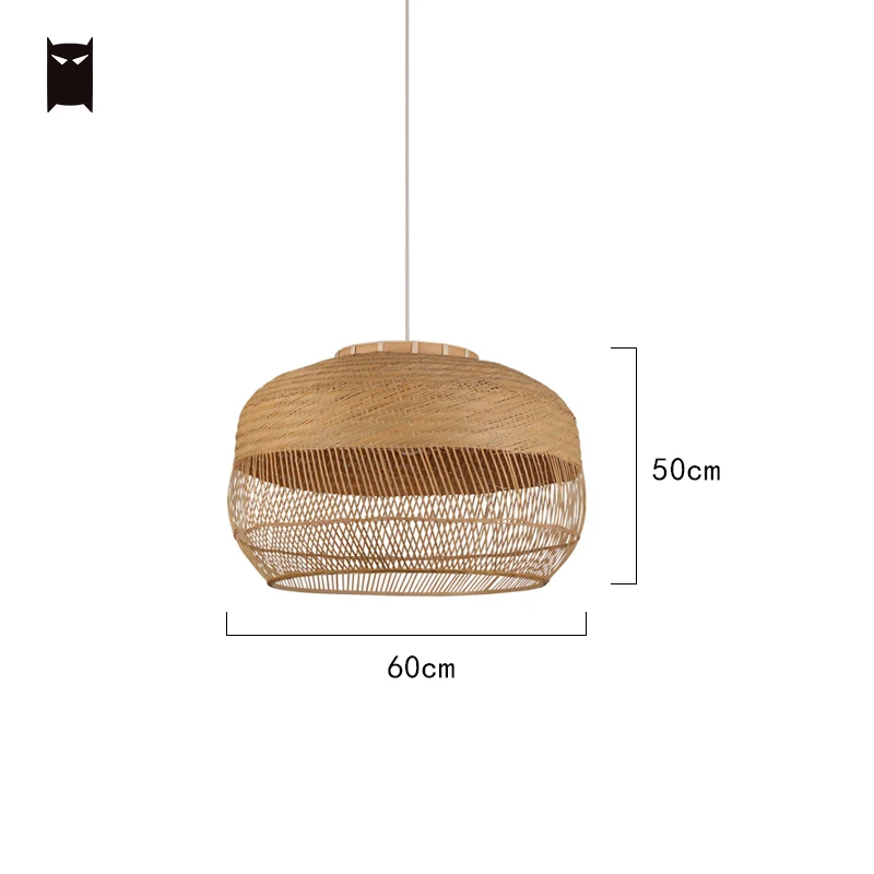 수제 대나무 고리 버들 등나무 펜던트 조명기구 아시아 소박한 국가 북유럽 스칸디나비아 대형 대형 원형, 매다는 천장 램프
