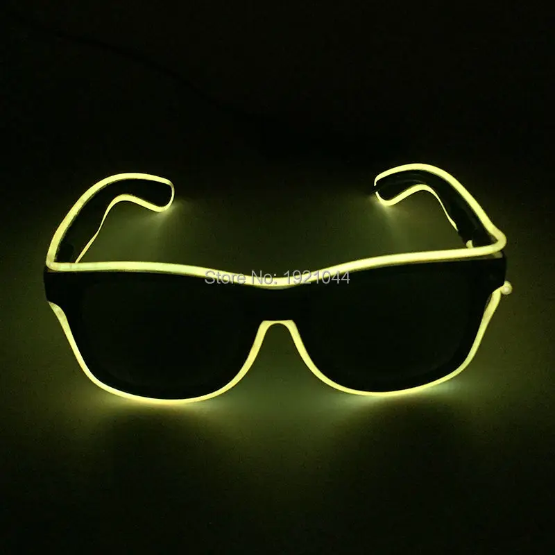 Neon Glow Light Glasses with Dark Lens for Night Dance Party Decoration, DIY Glowing Product, EL Wire Flashing Glasses, 5 PCs