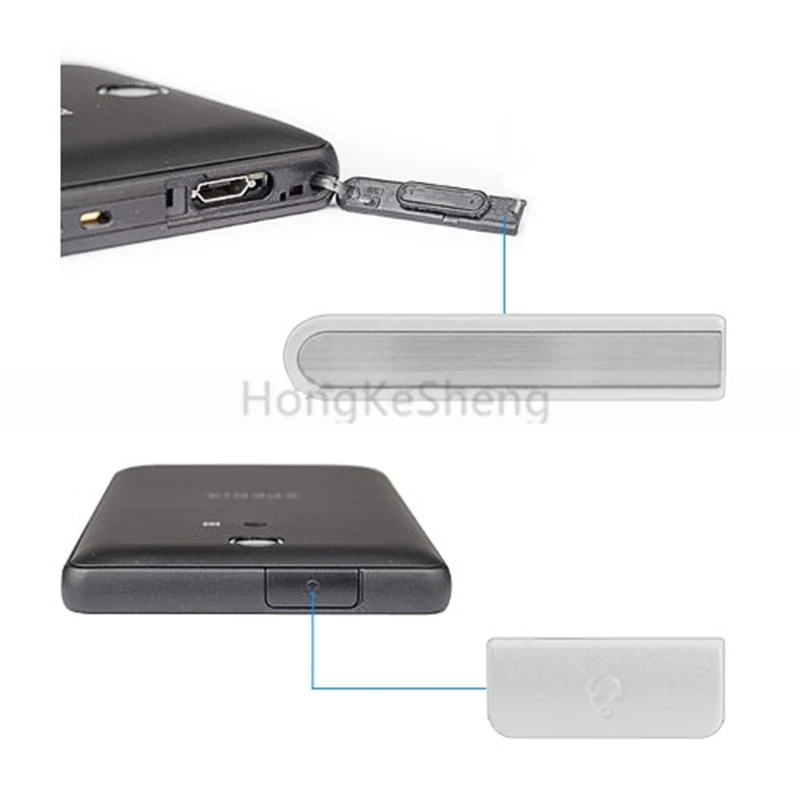 OEM Headphone Jack + USB Port Cover Flap Replacement for Sony Xperia ZR M36H C5502 C5503 SO-04E