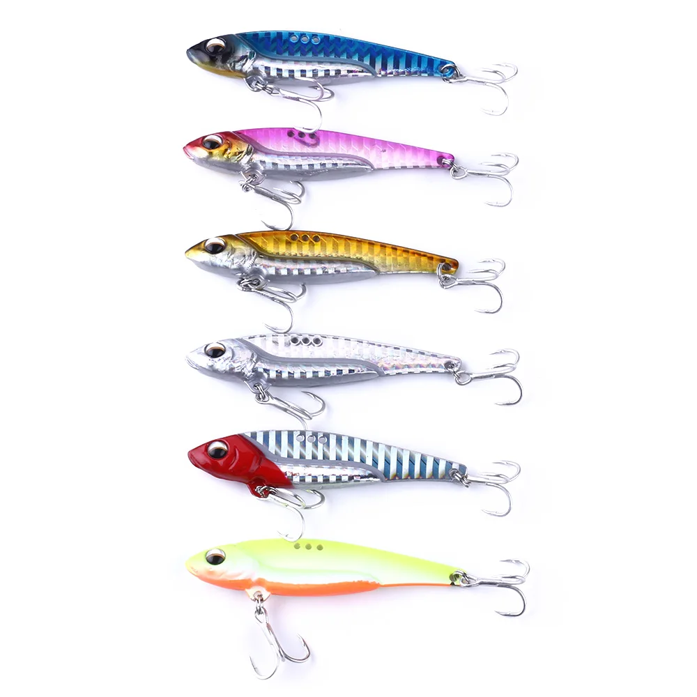 

6Pcs VIB Fishing Lure Metal Laser 7CM 20G Fishing Tackle Crankbait Vibration Spoon Spinner Sinking Bait Fishing Tackle Wobbler