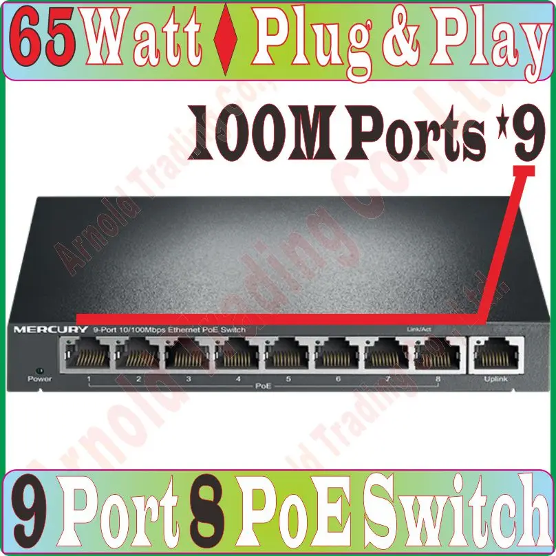 

Replace Tenda TEF1109P-8-63W, 9-Port 10/100Mbps Fast Ethernet Network PoE Switch 802.3af 100M 65W PoE Power 4KV LightningProtect