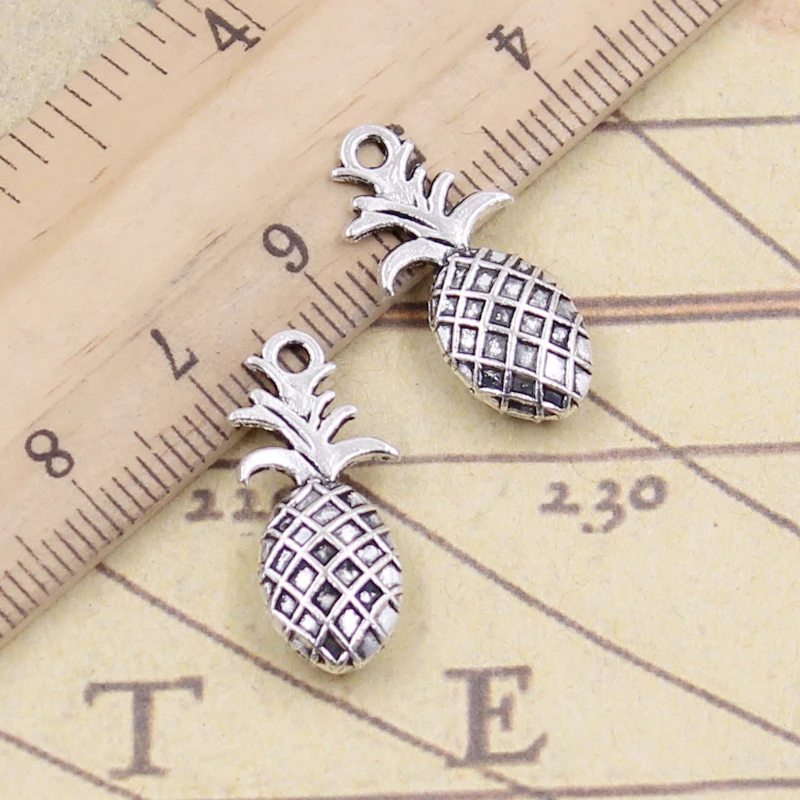 10pcs Charms Bromeliaceae Ananas Pineapple 23x10mm Tibetan Bronze Silver Color Pendants Antique Making DIY Handmade Pendant