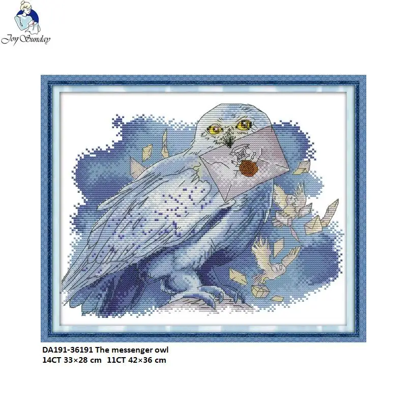 Joy Sunday The Messenger Owl Pattern Cross Stitch Kits 11CT Printed Fabric 14CT Canvas DMC Counted Chinese Embroidery Set