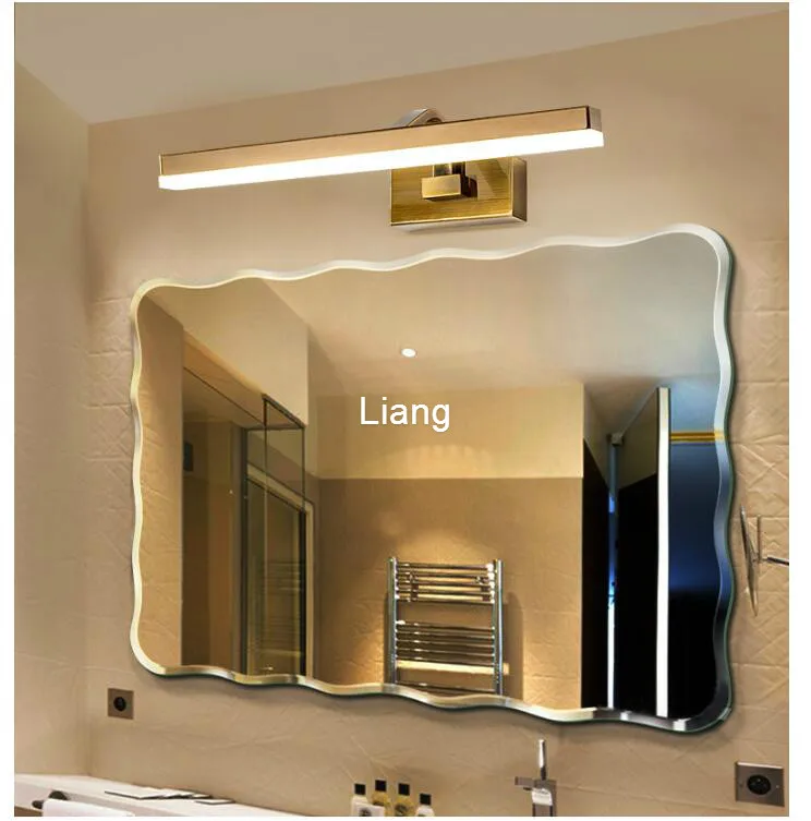 Brass Color Mirror Lamp Vintage Bathroom Washroom LED Mirror Lights AC85-265V American Rotating Mirror Lamp Fixture