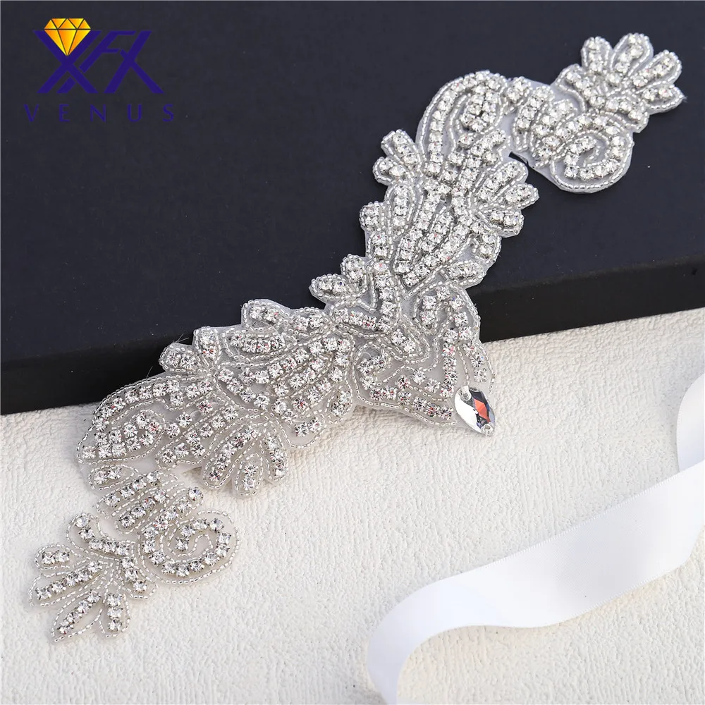 

XFX VENUS 30 PCS Applique Bridal Belt Sash Rhinestones Crystal Beads Appliques for Bridal Garter Sparkly Embellishment