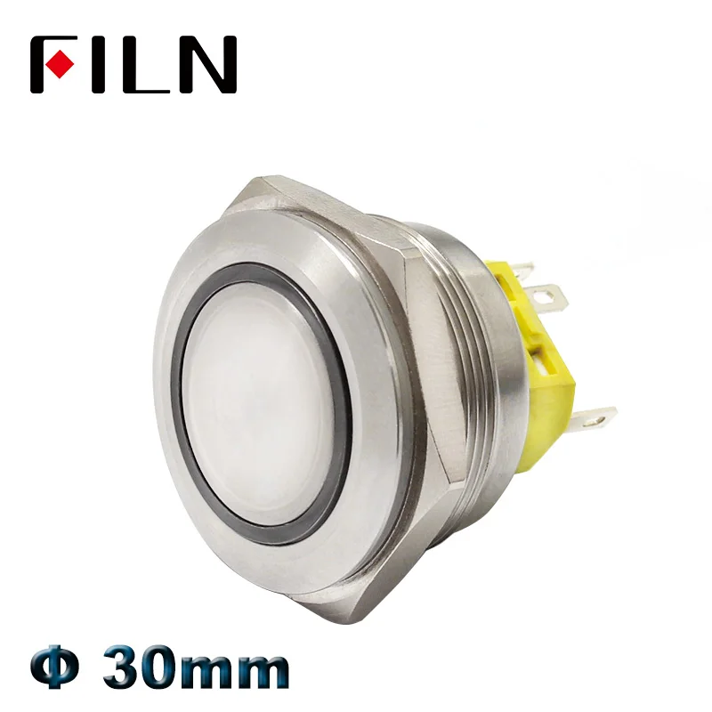 30mm red bi-color RGB led Metal Push Button Switch momentary latching waterpoof 2no2nc pushbutton switch on off stainless steel