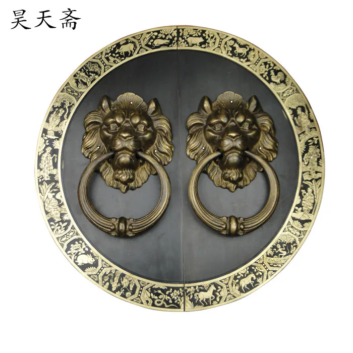 [Haotian vegetarian] Chinese antique door knocker copper ring copper beast handle door handle HTA-091