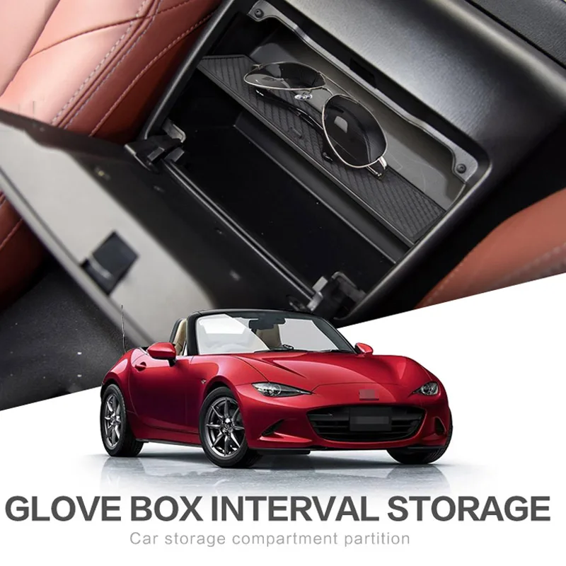 

For MAZDA MX-5 RF MIATA 2015-2019 Car Glove Box Interval Storage Console Tidying Box Black Central Storage Box