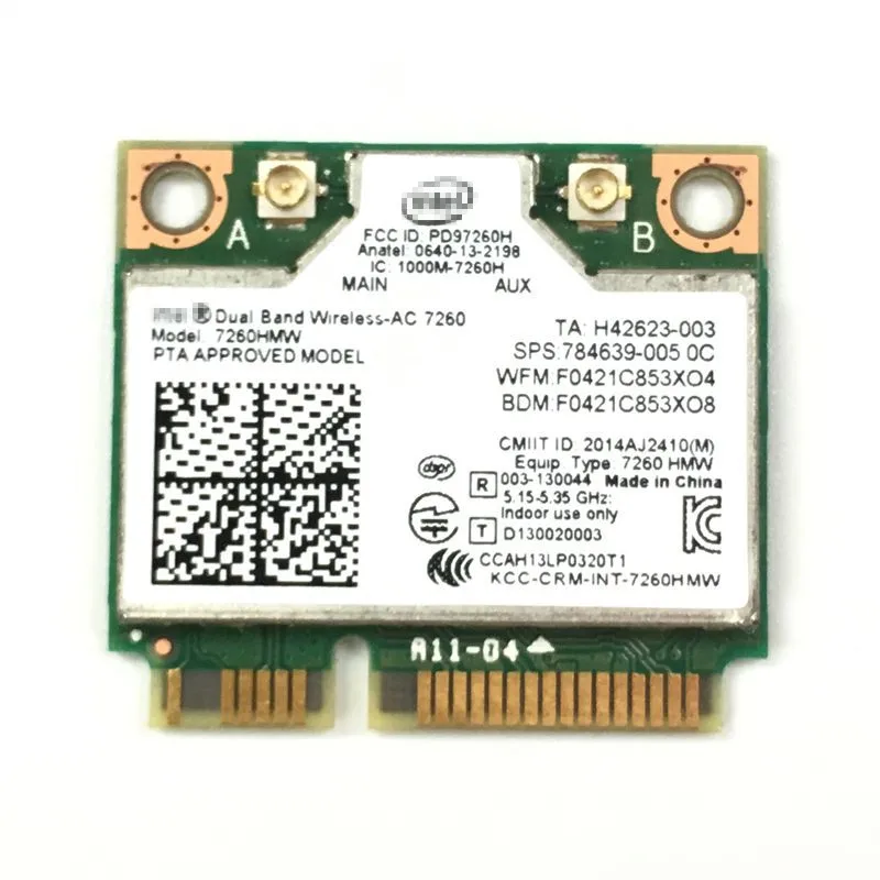 7260 intel AC 7260 INTEL 7260AC 7260HMW 802.11ac Беспроводная AC + Bluetooth BT4.0 беспроводная Wi-Fi половинная мини PCI-E карта