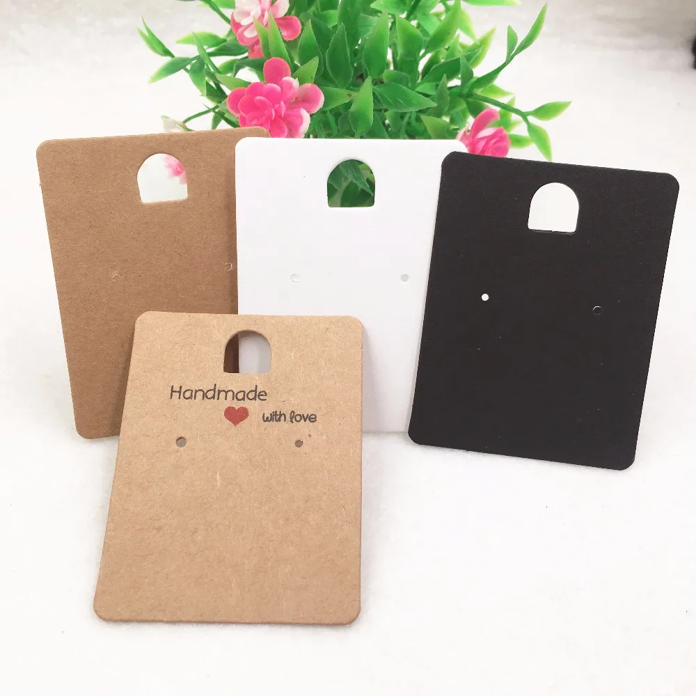 

200Pcs 6.5x5cm Kraft Paper Ear Stud Hang Tag Jewelry Display Card Earring Kraft Paper Tag Ear Ring Paper Hang Price Tag