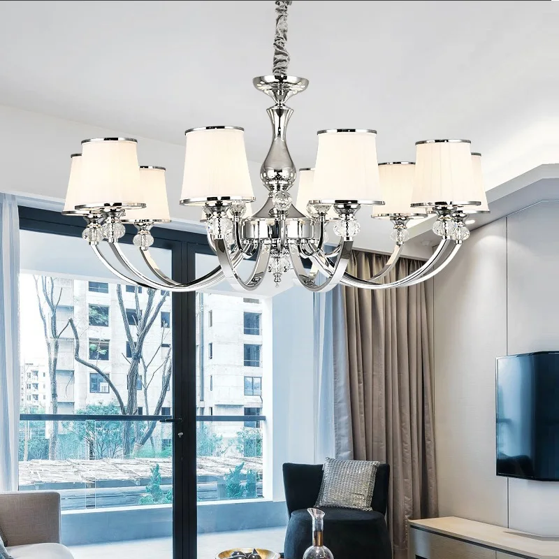 

Modern LED Chandeliers for Bedroom Lighting Fixtures Luxury lustre chrome Silver Chandeliers For Living Room Glass lamp dining