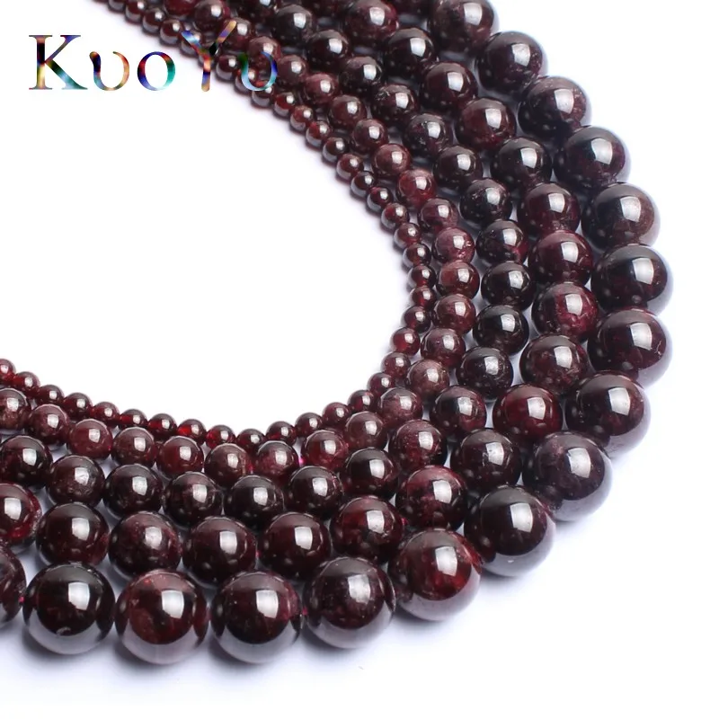 Natural Dark Red Garnet Stone Round Loose Beads 4/6/8/10/12mm For Jewelry Making DIY Bracelets Necklace Charms Accessories 15.5