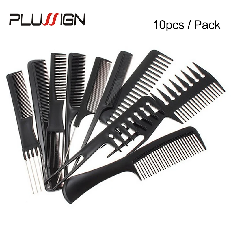 Peigne à cheveux en plastique noir, 10 pièces, brosse pour coiffeur, Mini Protalbe pour Salon de coiffure, outils de coiffure