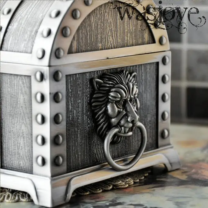 Pirates of the Caribbean Treasure Chest with Lock 2 Layers Vintage Jewelry storage Box Carrying Case Trinkets Packagin Z042