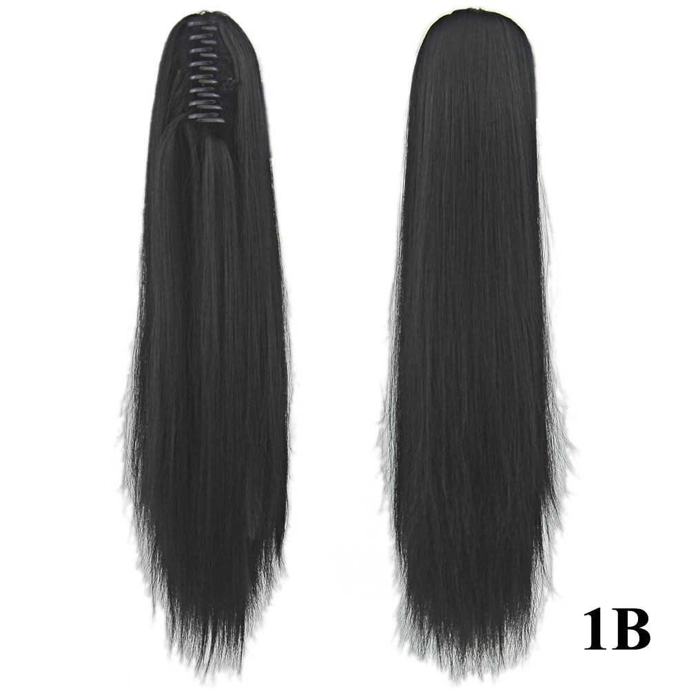 Soowee 60cm Long Straight Synthetic Hair Claw Ponytail False Hair on Clips Fairy Tail House Pony Tail Hair on Clips