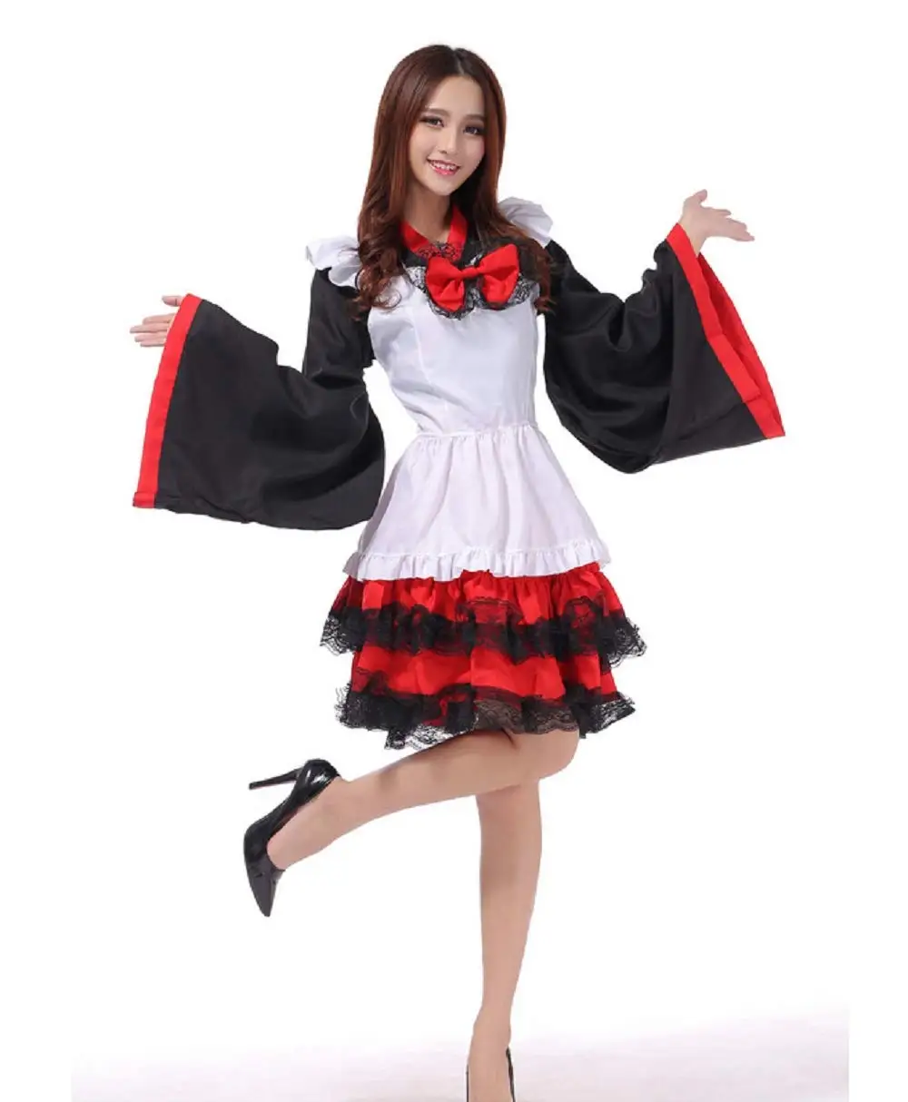 

Shanghai Story High quality Anime kimono maid cosplay costumes Lolita dress Outfit one size