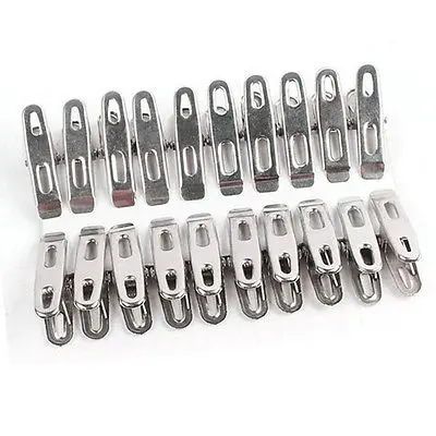 20pcs Stainless Steel Towel Clothes Pegs Clip Hang Pins Laundry Clamps Windproof