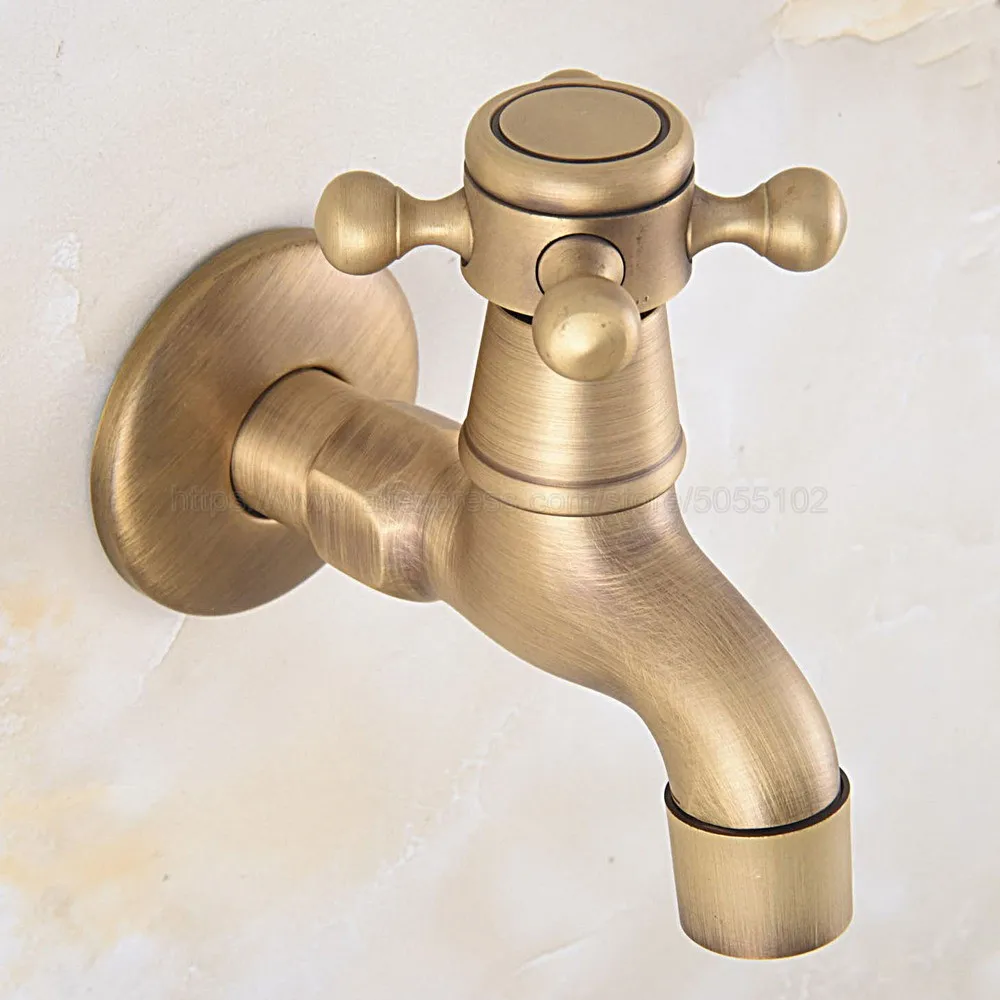 Bibcocks Wall Mounted Washing Machine Tap Mop Pool Tap Antique Brass Garden Outdoor Water Modern Kitchen Bathroom Faucet zav321