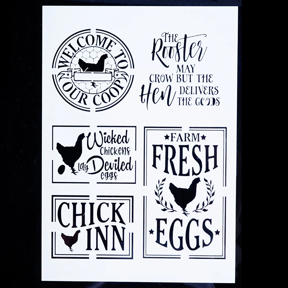 A4 DIY Craft Chicken Letter Stencils For Walls Painting Scrapbooking Stamping Stamp Album Decorative Embossing Paper Cards