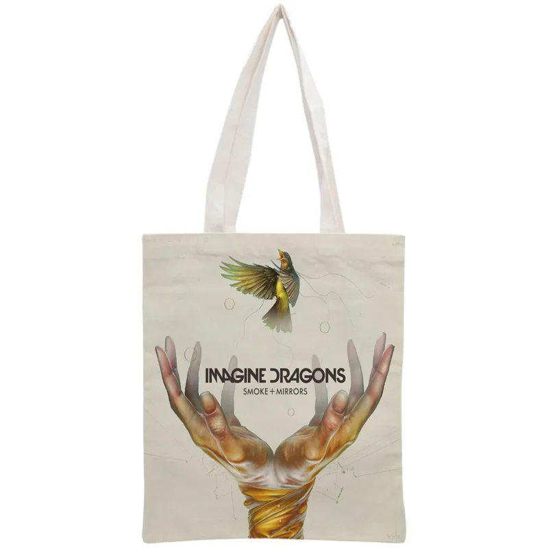 Custom Imagine Dragons Tote Bag Reusable Handbag Women Shoulder Foldable 30*35cm Canvas Shopping Bags Drop Shipping