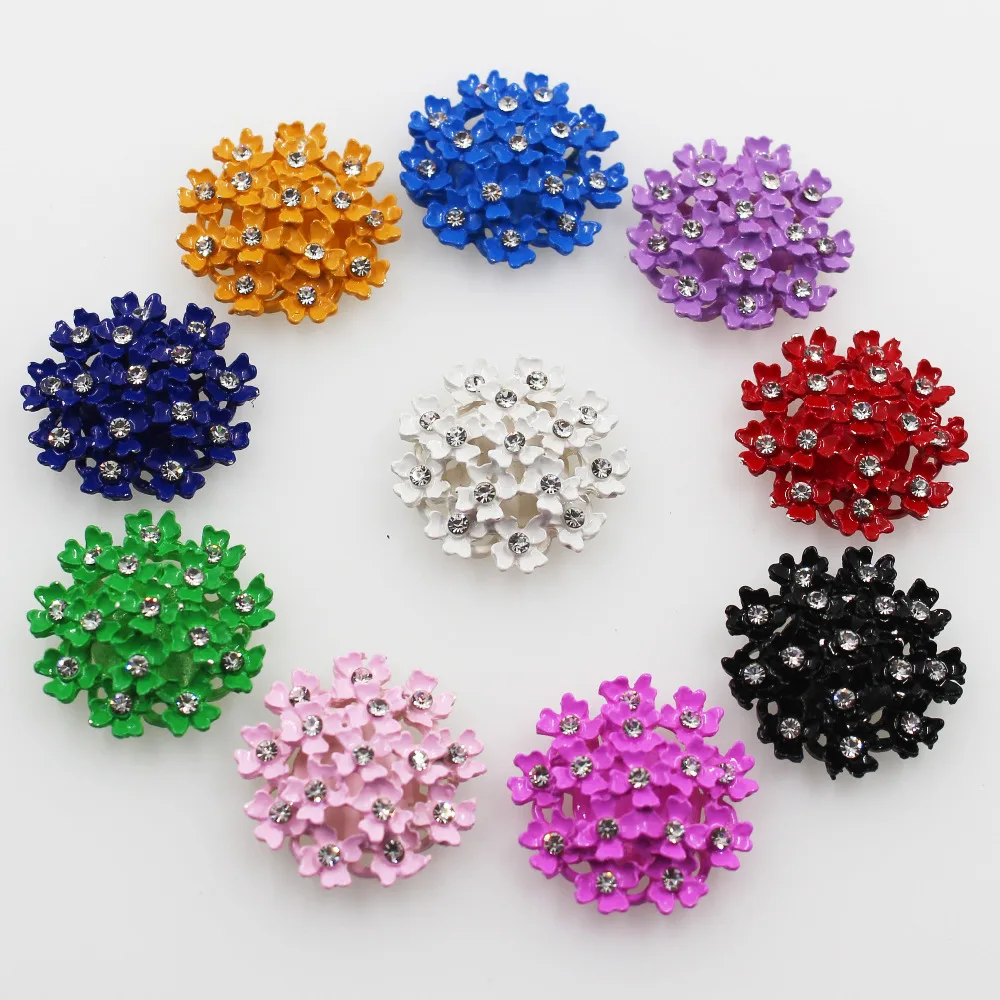 NEW 10Pcs/Set 25mm Round Flat Back Colorful Alloy Rhinestone Buttons/Craft Rhinestone DIY Wedding Embelishment Buckle