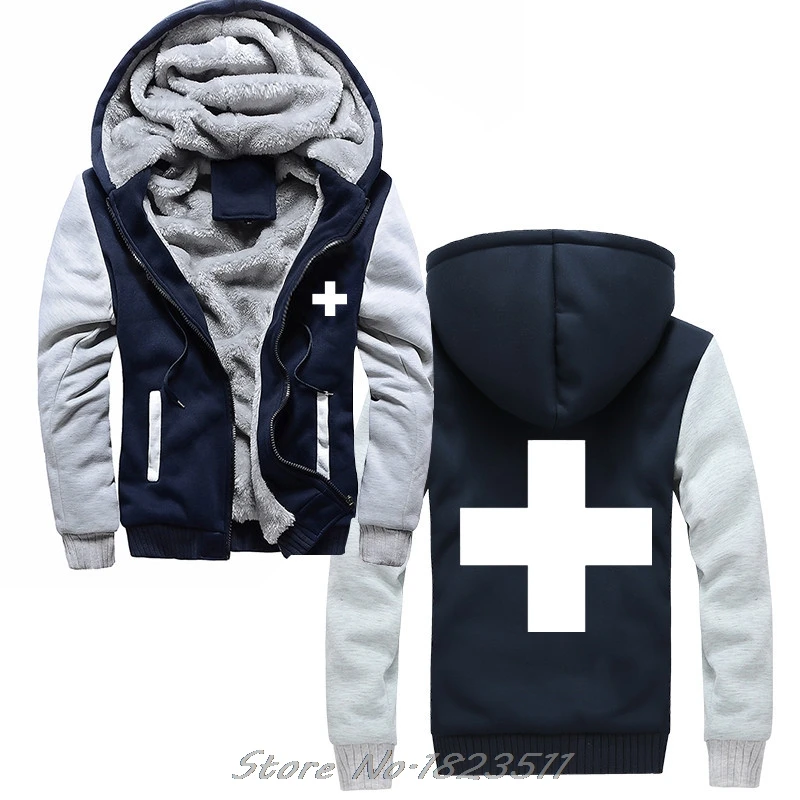 winter thick Hoody hoodie Swiss Switzerland Suisse Flag White Cross Red Cross Sweatshirt hoody Jacket Tops