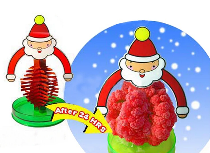 2PCS 6.70inch H Red DIY Grow Paper Santa Claus Tree Kit Magic Growing Father Christmas Trees Wholesale Stress Relief Baby Toys