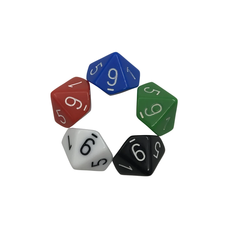 5Pcs/Lot Multicolor D10 Originality Dice Acrylic Rounded Corner Multi-faceted Dice Set Game Dice Yernea