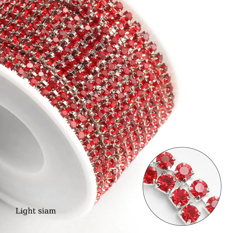 QIAO10yards/roll SS6 SS12 Veel Kleur Nieuwe Aanbiedingen Kristalglas Strass Ketting DIY Mode Accessoires Sluiten Strass Cup Keten