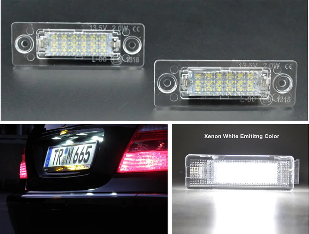 LED SMD 2x License Plate Light  For Volkswagen t5 Transporter GOLF 5 PASSAT  TOURAN GOLF PLUS CADDY SKODA SUPERB