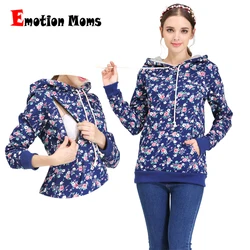 Emotion Moms 100% Cotton Winter Maternity Clothes T-shirt Breastfeeding Tops Maternity Hoodie Sweater For Pregnant Women