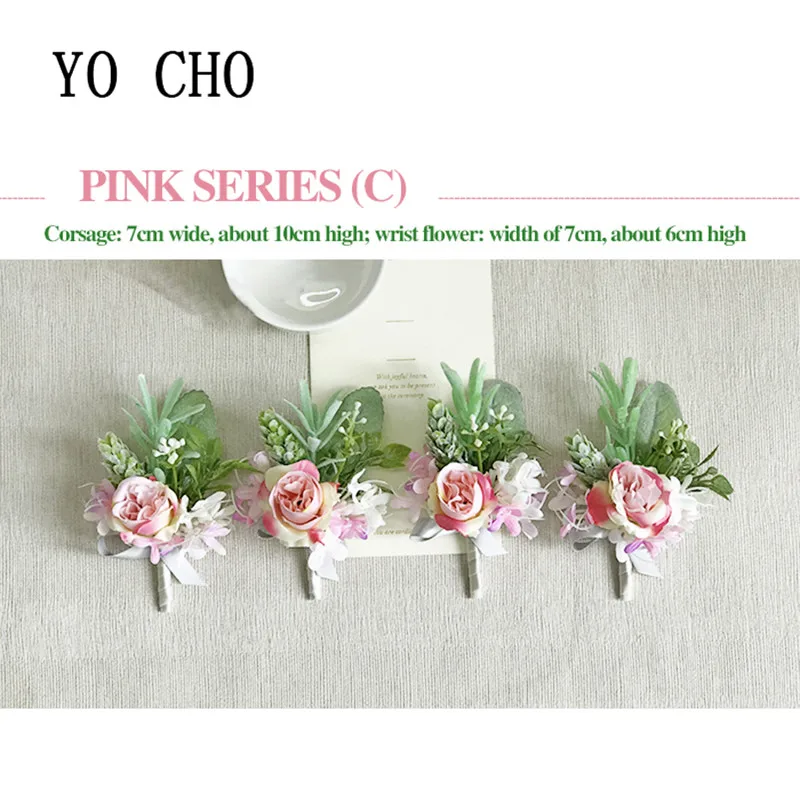 HÌNH CHO Đám Cưới Phụ Kiện Boutonnieres Corsages Hồng Hoa Hồng Vòng Đeo Tay Flore Phù Dâu Phù Rể Hôn Nhân Lụa Cổ Tay Corsages