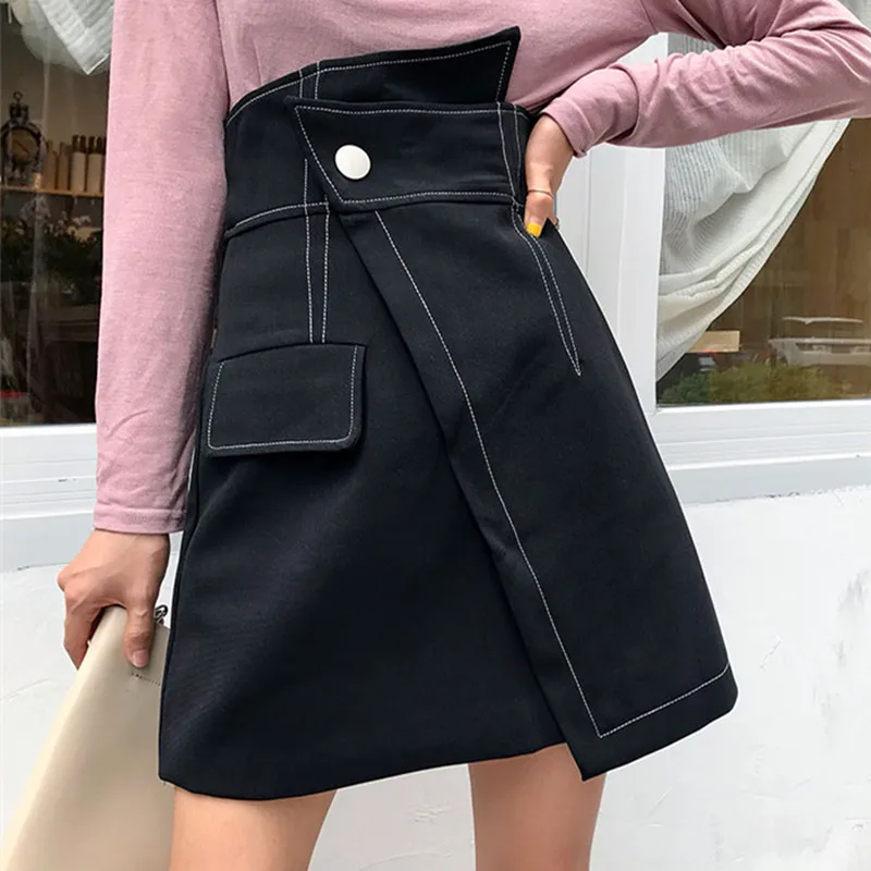 

Spring new fashion irregular short skirt women high waist patchwork skirt