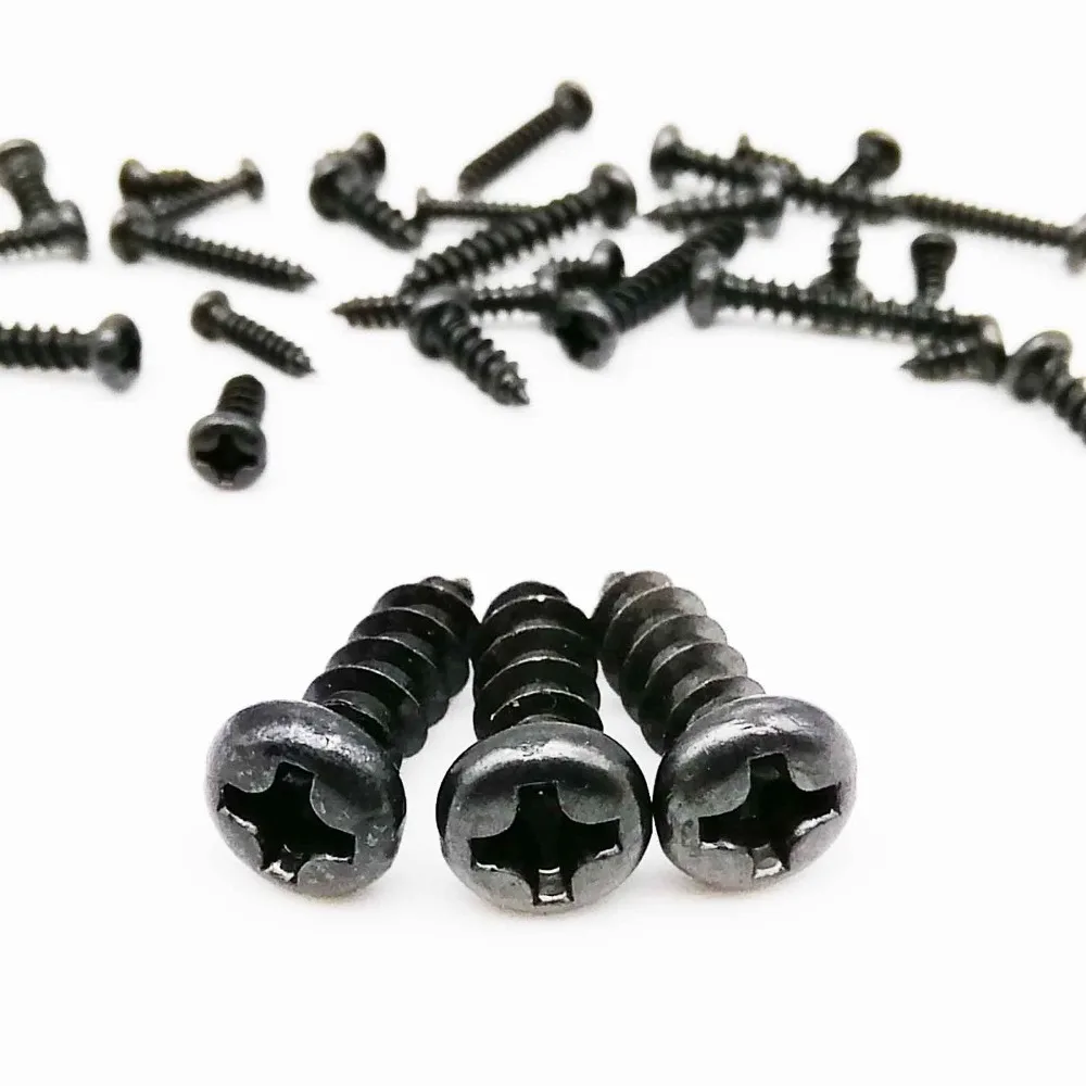 HZYUEGOU 100 Stück M1 M1.2 M1.4 M1.7 M2 M2.6 M3 Schwarze Stahl-Mikro-Phillips-Flachkopf-Senkkopf-Rundkopf-Holzschrauben mit selbstschneidendem Gewinde – Detail 3