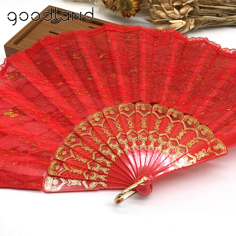 Free Shipping 30pcs Sequins Spanish Victorian Hand Fan Lace Fabric Dancing Folding Fan Party Decoration Fans Girls Women