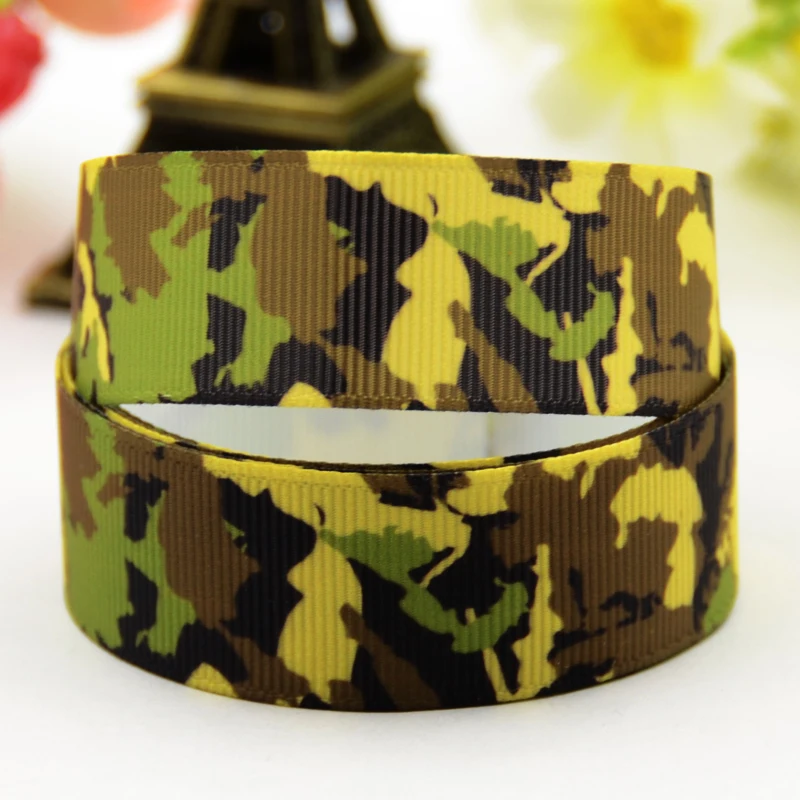 7/8 ''22มม.,1" 25มม.,1-1/2 "38มม.,3" 75Mm Camouflage ตัวอักษรการ์ตูนพิมพ์ Grosgrain ริบบิ้นตกแต่ง X-01198 10หลา