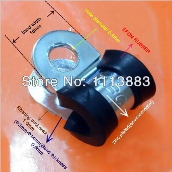 14mm Rubber Lined P Clips Fixing Wire Pipe Clamps Zinc Plated X 50pcs