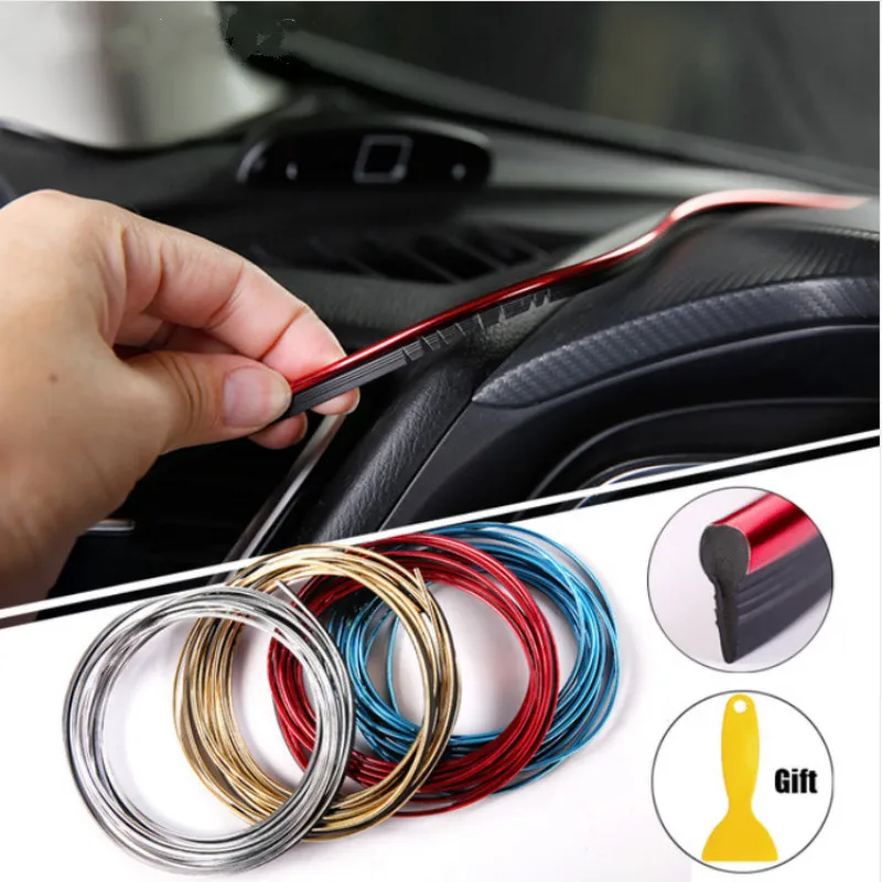 Tira adhesiva de accesorios interiores de estilo de coche de 5M para Fiat Punto 500 Stilo Bravo Grande Punto Palio Panda Linea Uno Marea Evo