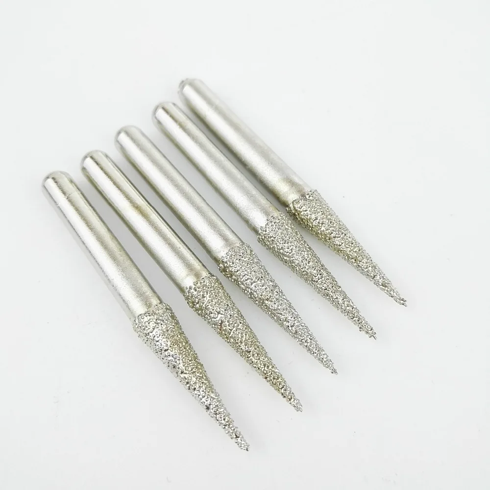 DIATOOL #12 5pcs Vaccum Brazed Diamond Burrs Rotary Tool For Stone Concrete 6x25MM, Grinding Head Grinding Bits Grinding Burrs