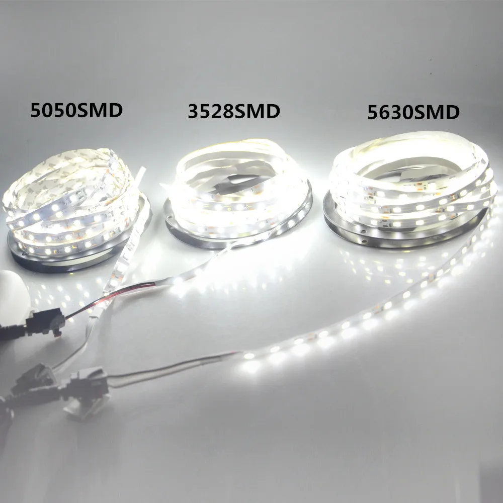 AmmToo-tira de luces Led Flexible, cinta luminosa de 5M, 10M, 15M, 20M, 25M, 30M, 60LEDs/M, SMD 5050, 3014, 3528, 5630, DC 12V