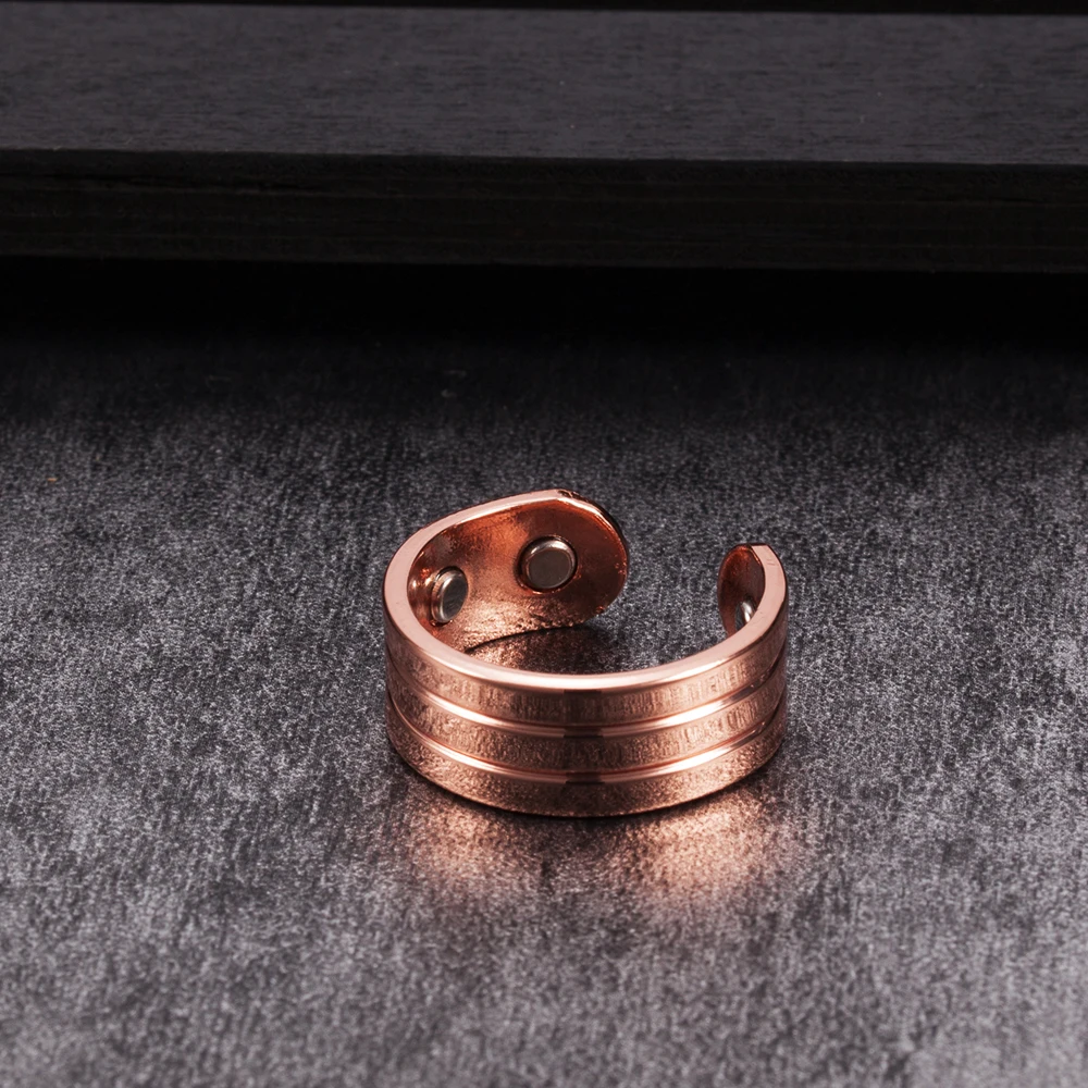 Vinterly Pure Copper Magnetic Ring for Women Men Trendy Health Energy Finger Open Cuff Adjustable Jewelry High Magnet Resizable