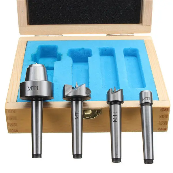 Wholesales 4pcs MT1 Wood Lathe Live Center And Drive Spur Cup MT1 Arbor with Wooden Case