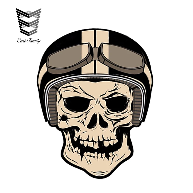 EARLFAMILY 13cm x 10cm Waterproof Car Styling VINYL STICKERS DEATH SKULL HELMET AUTO MOTO CAR BIKE MOTORCYCLE TUNING Car Sticker