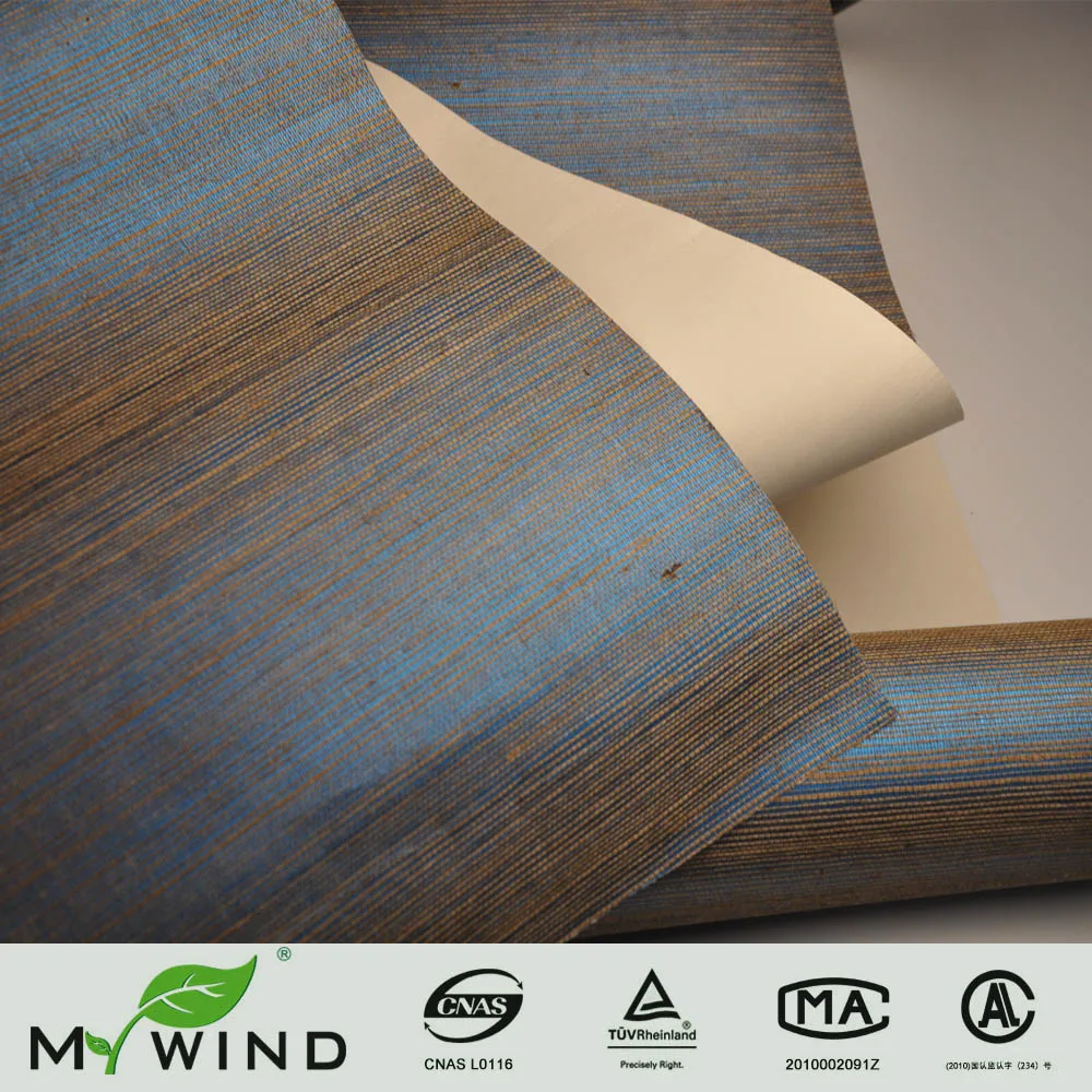 navy blue metallic brown  wall paper  weave wallcovering textured natural fabric sisal wallpaper for living room home decoration