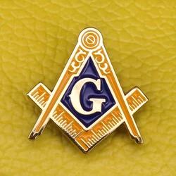 Masonic symbol badge gold tone Freemason brooch compass and square tie tack Freemasonry hat lapel pin gentleman accessories